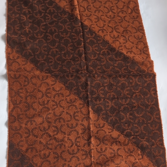 Perry Ellis Rectangular Orange Brown Patterned Scarf - Picture 7 of 8